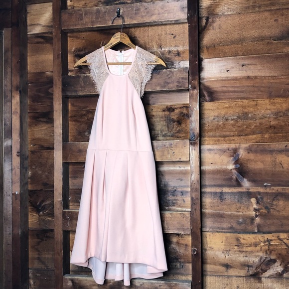 BCBGeneration Blush Pink HiLo Lace Dress - Picture 1 of 13